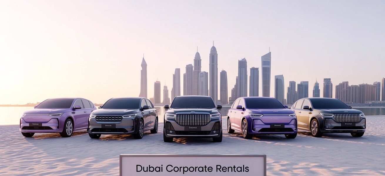 Visual representation of Dubai corporate rentals, highlighting car rental services tailored for corporate clients.