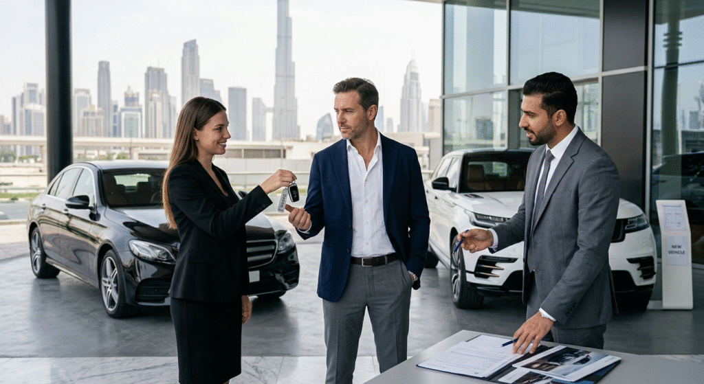 a business man rent a car in dubai