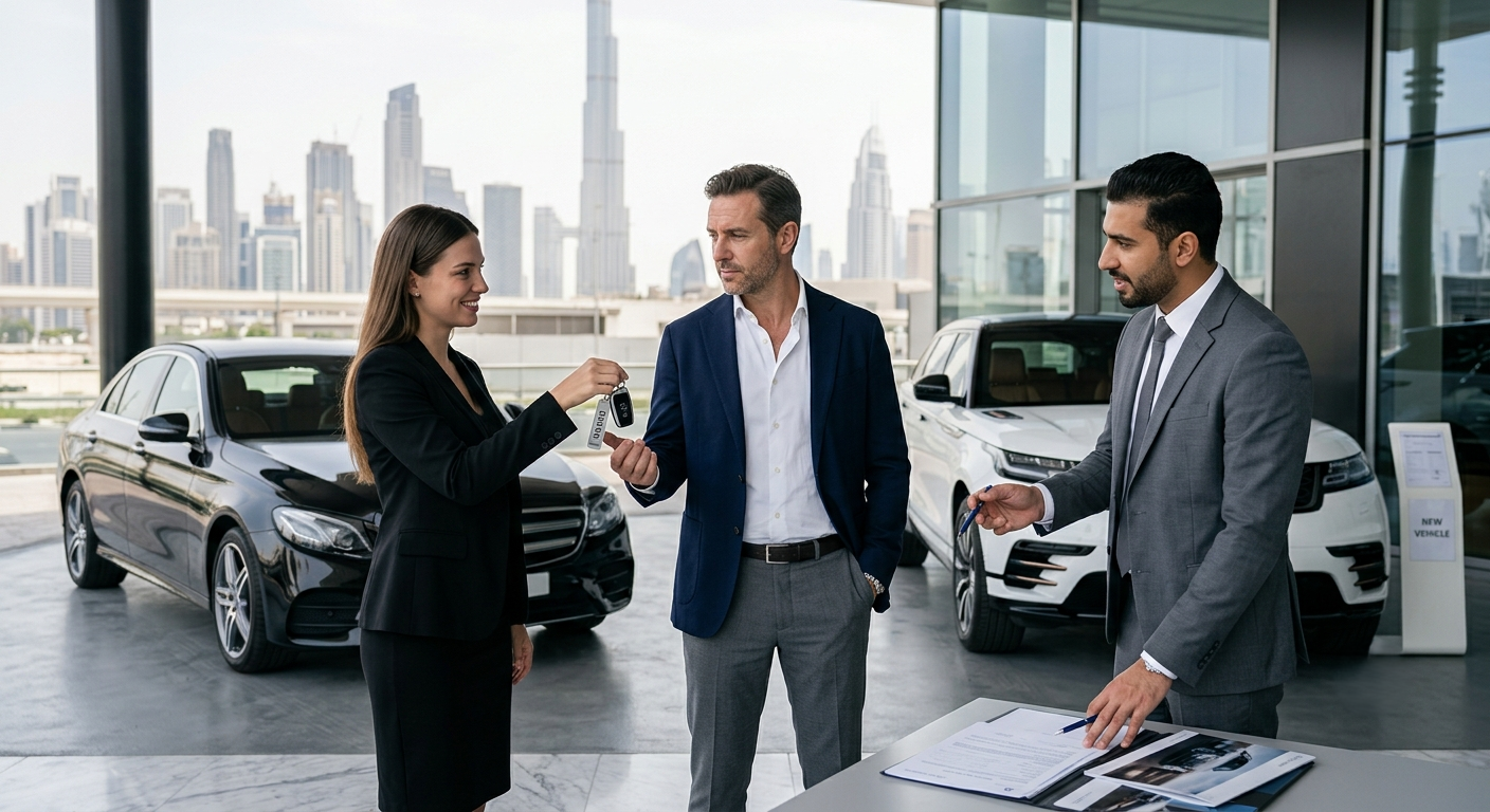 a business man rent a car in dubai