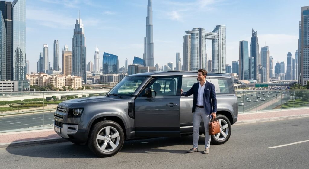 suv rental in dubai with person a car