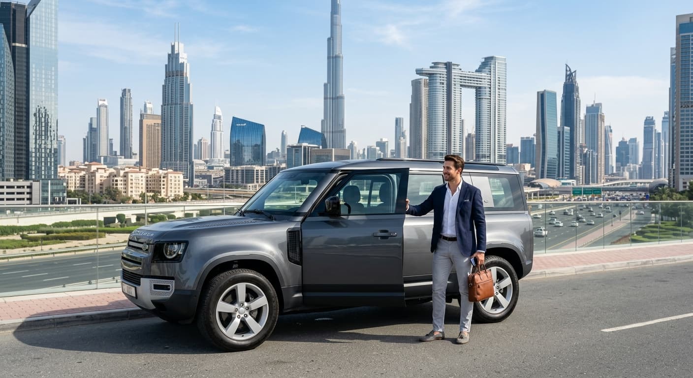 suv rental in dubai with person a car