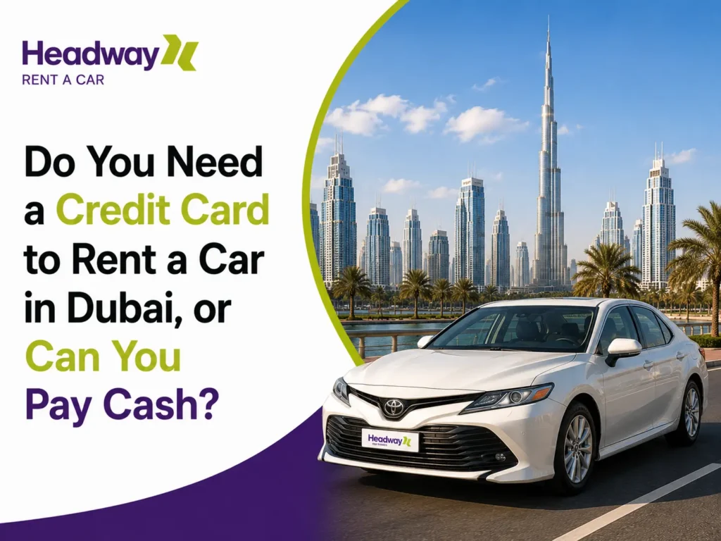 Headway Rent a Car Dubai, asking if a credit card is required to rent a car in Dubai, or can you pay cash